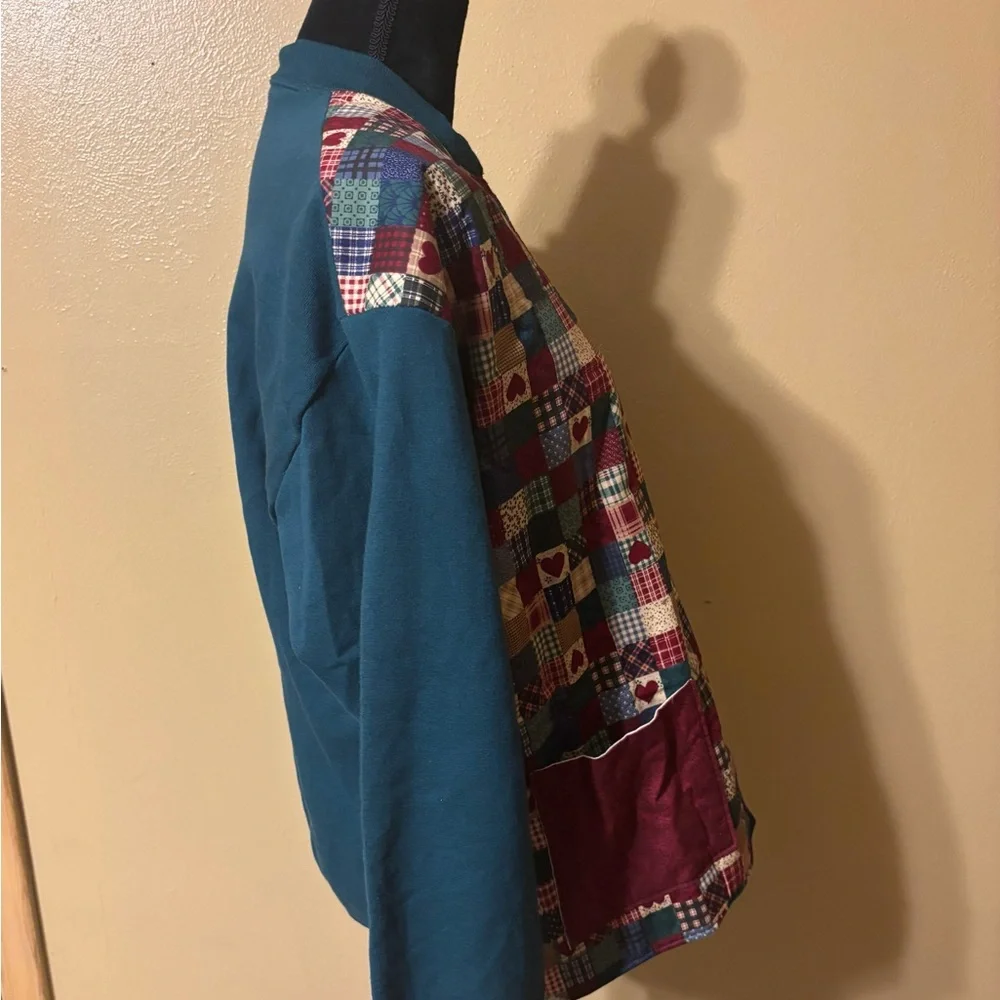 Vintage Jerzees Patchwork Patterned Button Up Sweater - Picture 6 of 6